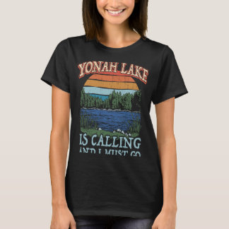 T-shirt Pêche Bateau Camping Retro Lake Vacation Yonah