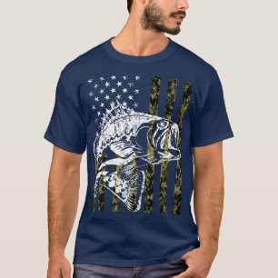 T-shirt Pêche Camouflage USA Drapeau pour Bass Fisherman G
