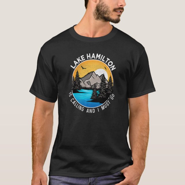 T-shirt Pêche Camping Lakeview Lake Hamilton (Devant)