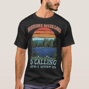 T-shirt Pêche Camping Rétro Lac Vacances Éléphant Butte