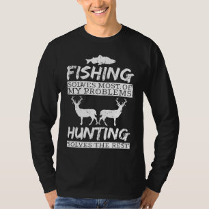 T-shirt Pêche Chasse Résout Problème Poisson Cerf Gros Gib