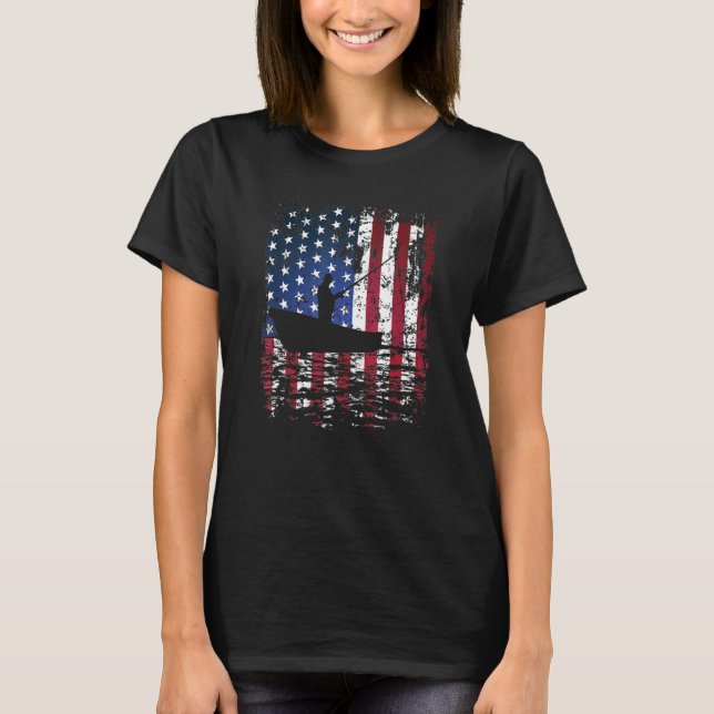 T-shirt Pêche Chemise Pêche USA Drapeau Pêche Papa (Devant)