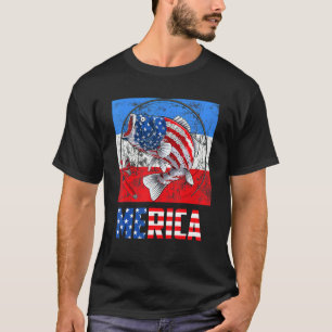 T-shirt Pêche de la basse Merica Drapeau américain 4 juill