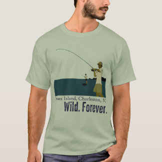 T-shirt Pêche de marais sur l'île de Dewees - l'eau bleue