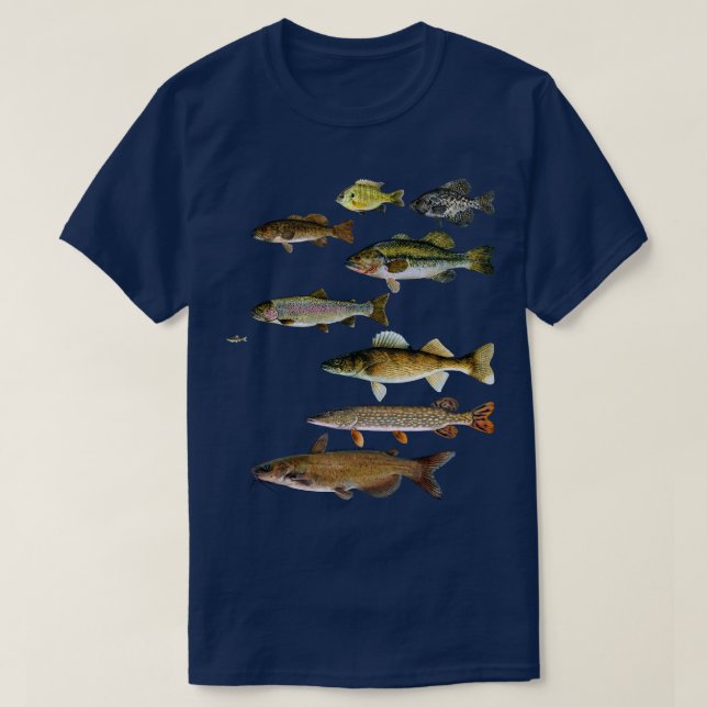 T-shirt Pêche de poisson Walleie Crappie Sunfish Truite ba (Design devant)