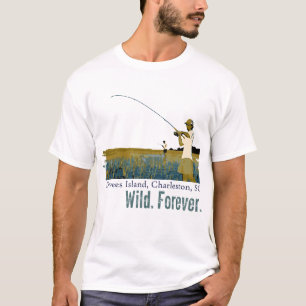 T-shirt Pêche de Rod et de bobine sur le marais d'île de
