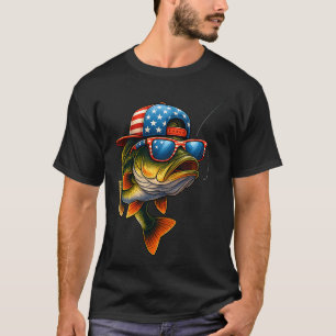 T-shirt Pêche  Drapeau Américain Vintage Joueur de Pêche P