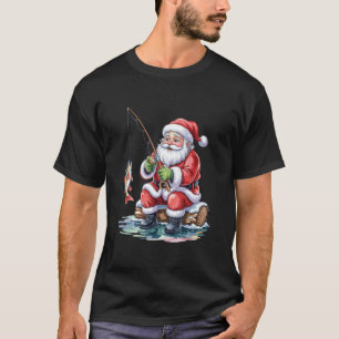 T-shirt Pêche du Père Noël drôle Noël Pêcheur Xmas Vacance