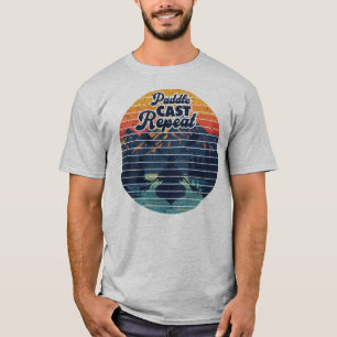 T-shirt Pêche en kayak Rame Crépuscule Rétro