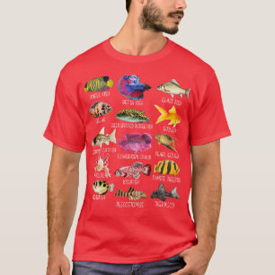 T-shirt Pêche Espèces De Poissons Biologie Types D'Aquariu