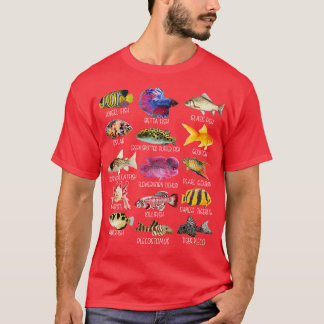 T-shirt Pêche Espèces De Poissons Biologie Types D'Aquariu