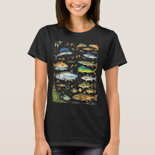 T-shirt Pêche espèces de poissons eau salée eau douce