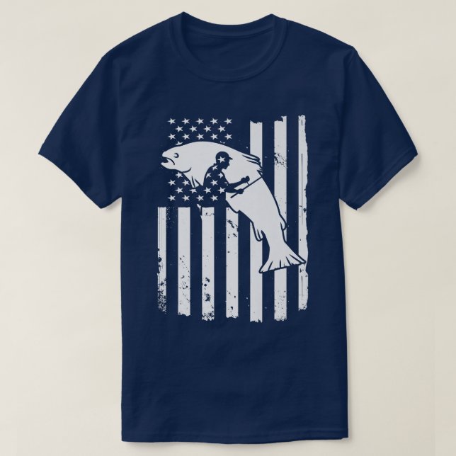 T-shirt Pêche États-Unis Drapeau Poisson Pour Pêcheur  (Design devant)