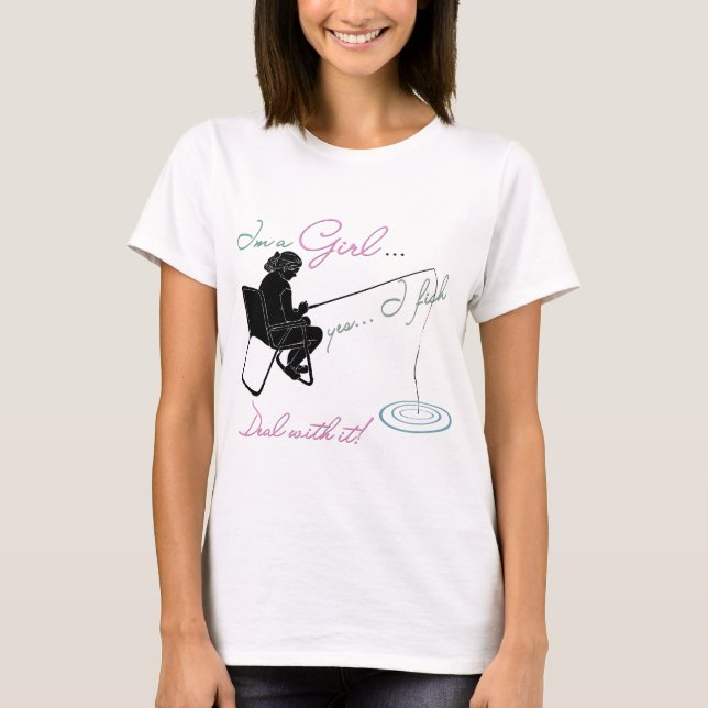 T-shirt Pêche fille traite avec elle Pêche (Devant)