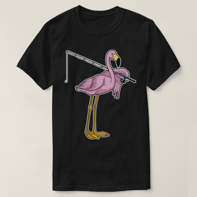 T-shirt Pêche Flamant rose Pêche pêche bâton (Design devant)