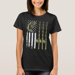 T-shirt Pêche Hommes Nous Camouflage Drapeau Usa Bass Pois