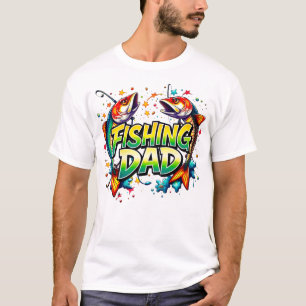 T-shirt Pêche papa poisson coloré Graffiti blanc