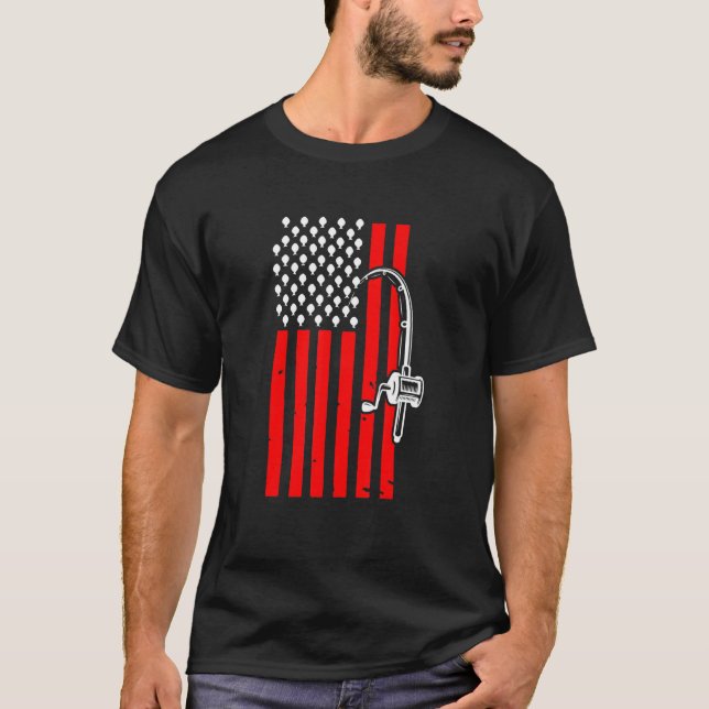 T-shirt Pêche Patriotique Avec Drapeau Américain (Devant)