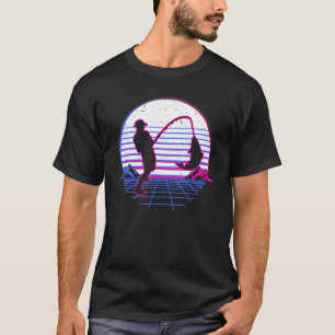 T-shirt Pêche Pêcheur Poisson Coucher de soleil Rétro Vint