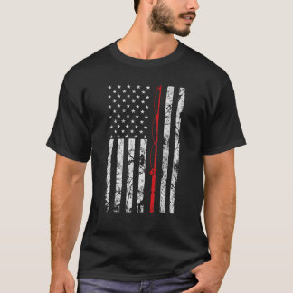 T-shirt Pêche Pole American Drapeau cadeau pour pêcheur