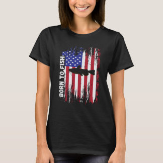 T-shirt Pêche Rétro Né Pour Pêcher Hommes Femmes Poisson-c