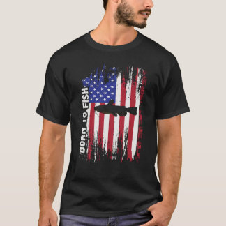 T-shirt Pêche Rétro Né Pour Pêcher Hommes Femmes Poisson-c