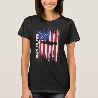 T-shirt Pêche Rétro Né Pour Pêcher Hommes Femmes Poisson-c