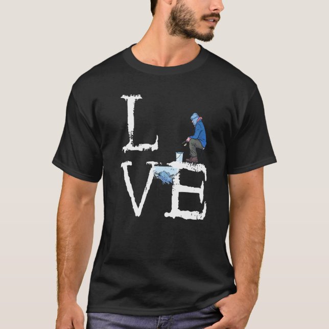 T-shirt Pêche sur glace Love Ice Hole Pêcheurs d'hiver Cat (Devant)