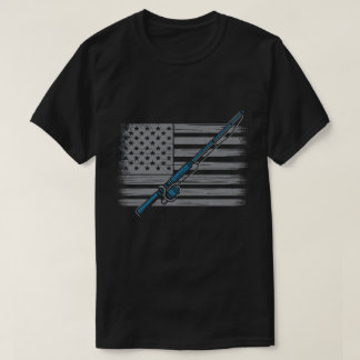 T-shirt Pêche Vie Américain Drapeau Style Vintage Pêcheur
