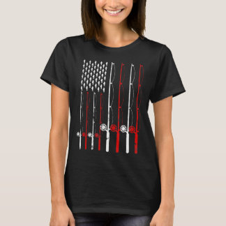 T-shirt Pêche vintage Américain Drapeau Basse pêche
