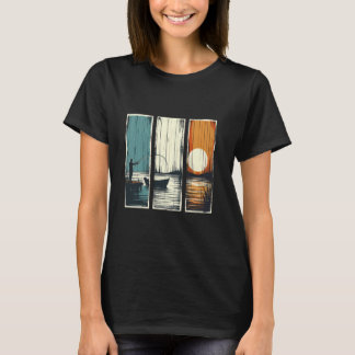 T-shirt Pêche vintage Sunset Lake Pier Relaxant Fisherma