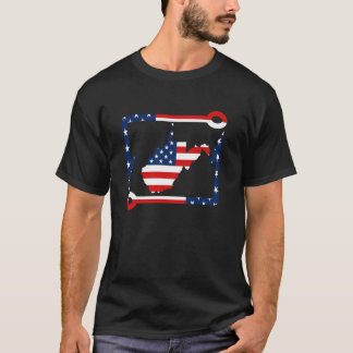 T-shirt Pêche Virginie Occidentale Pêche USA Drapeau Croch