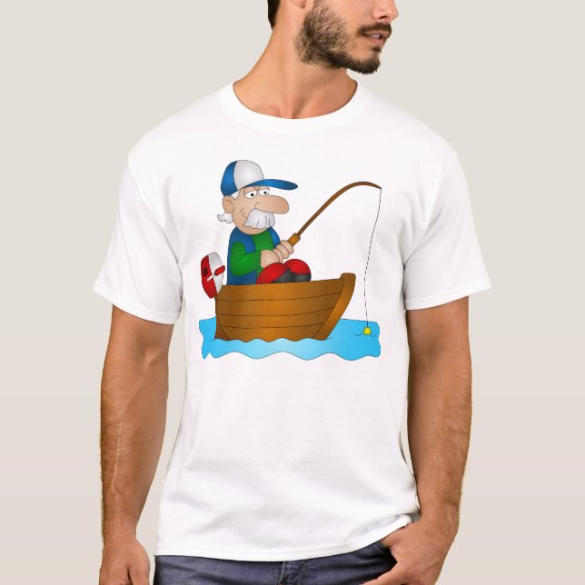 T-shirt Pêcheur à  la ligne de bande dessinée (Devant)