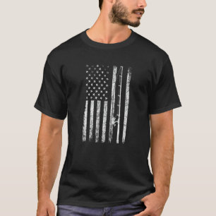 T-shirt Pêcheur Canne à Pêche du 4 Juillet Drapeau América