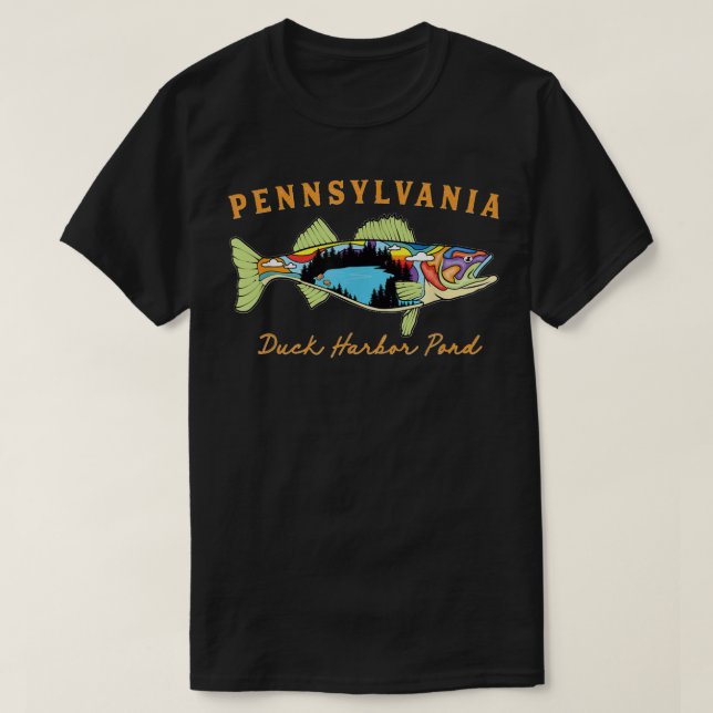 T-shirt Pêcheur cool Pennsylvania Duck Harbour Pond Walle (Design devant)