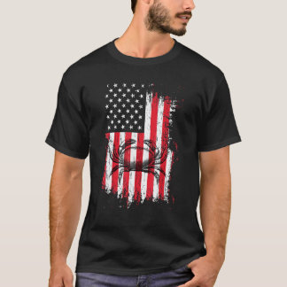 T-shirt Pêcheur de crabes Drapeau américain 4 juillet Pêch