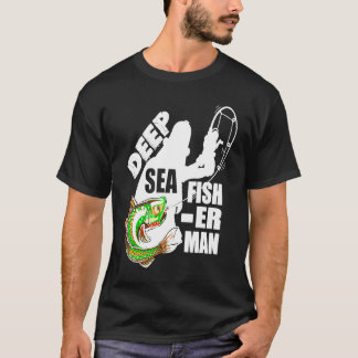 T-shirt Pêcheur en haute mer avec un poisson en train d'êt
