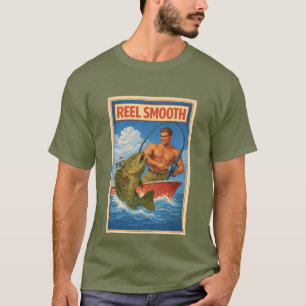 T-shirt Pêcheur lisse de bobine Rétro Salé De Pêche De Mar