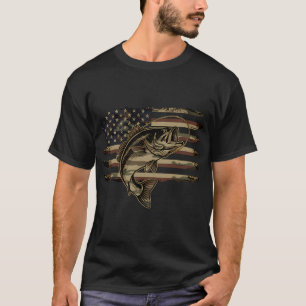 T-shirt Pêcheur patriote de basses au drapeau américain