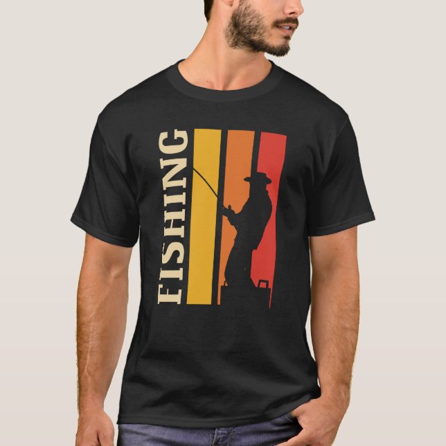T-shirt Pêcheur pêche dans le coucher du soleil (Devant)