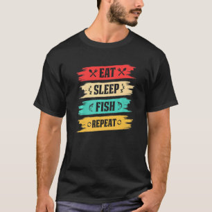 T-shirt Pêcheur Pêche Manger Dormir Poisson Répéter Pêche