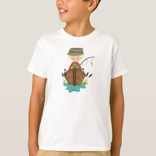 T-shirt Pêcheur, Pêcheur, Bâton de pêche, Cheveux blond
