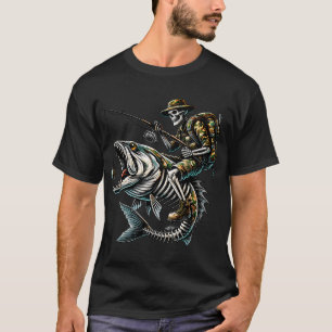 T-shirt Pêcheur squelette chevauchant un poisson géant – H