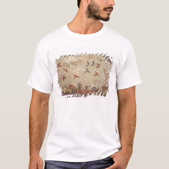 T-shirt Pêcheurs dans voler de bateau et d'oiseaux (Devant)