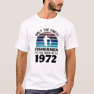 T-shirt Pêcheurs Nés 1972 Cadeau De Pêche 50E Anniversaire
