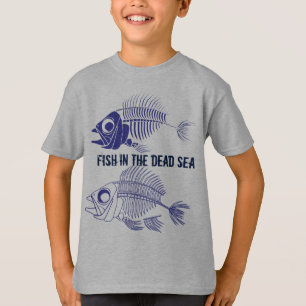 T-shirt "Pêchez en mer morte" avec des squelettes de