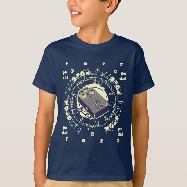 T-shirt Pédale de duvet de guitare, pourpre et collage (Devant)