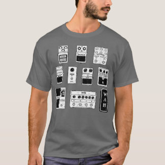 T-shirt Pédales de guitare vintages Black White