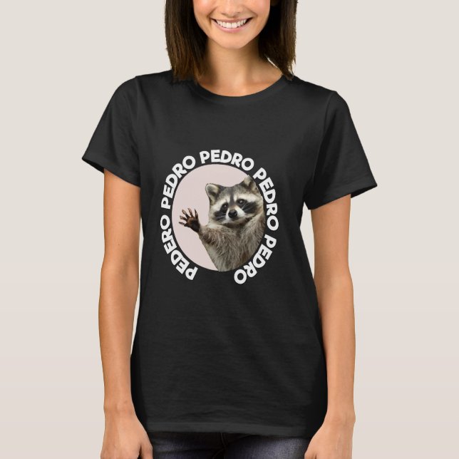 T-shirt Pedro Racoon Funny Animal Mignonne Design Amusant  (Devant)