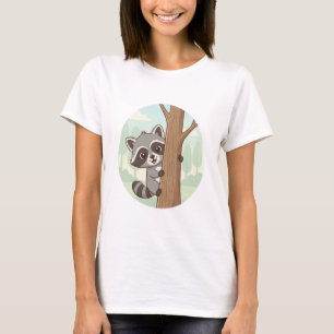 T-shirt Peek-a-Boo Raccoon – Cute Forest Friend Femme